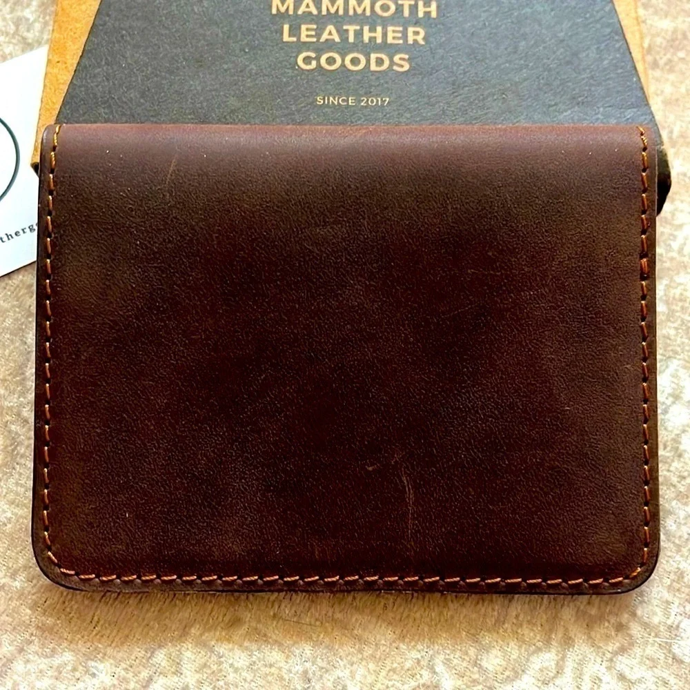 Brand New Genuine Leather Brown Slim Bifold Wallet Card Holder Handmade